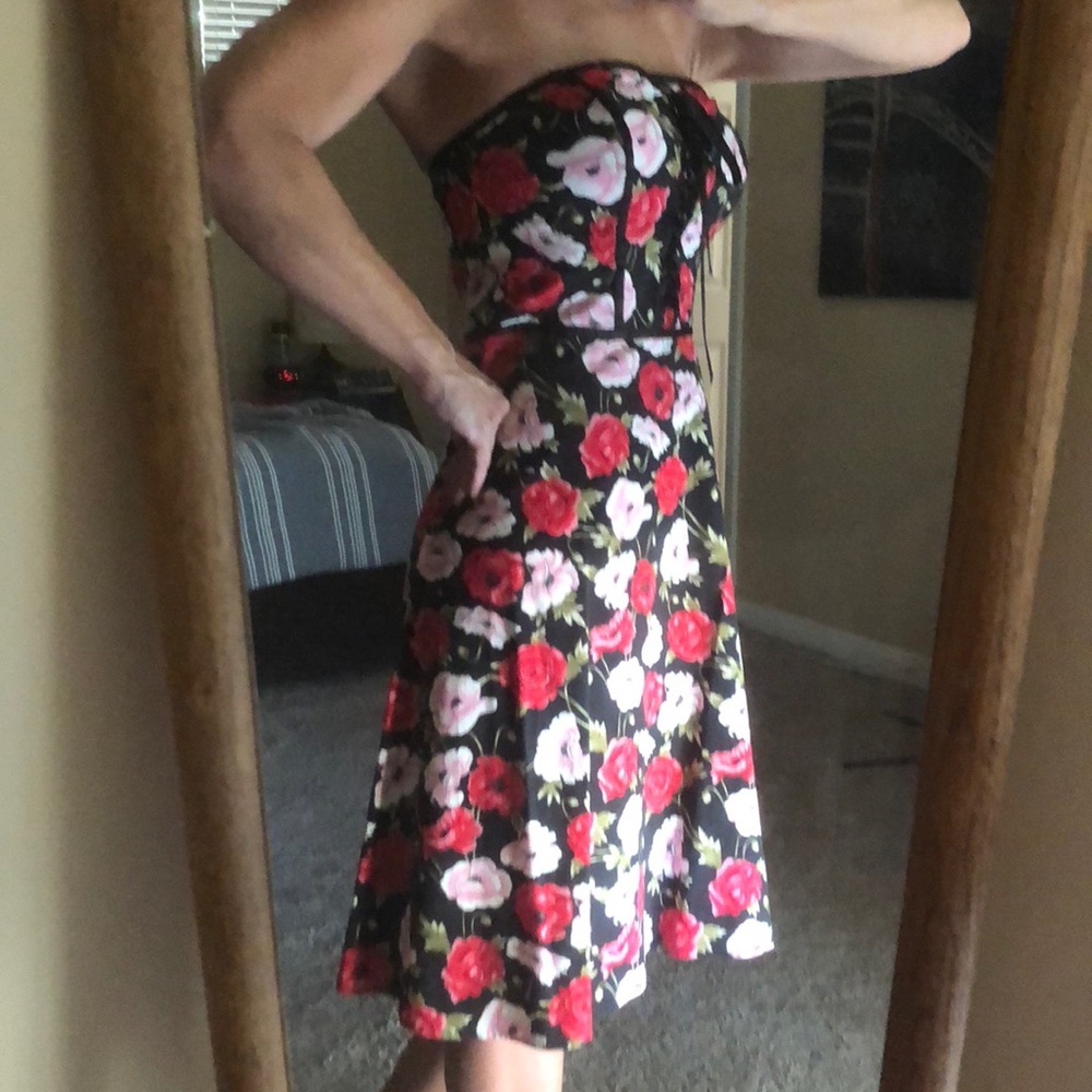 Mica Strapless Floral Lace-up Dress